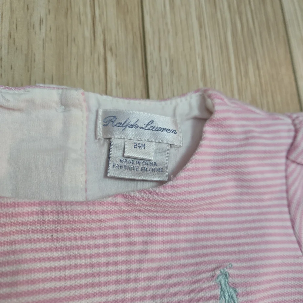 Ralph Lauren Pink Striped Diaper Cover with Blue Bow